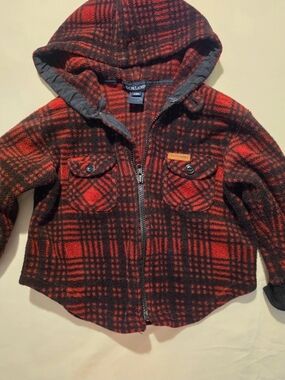 Ralph Lauren Kids Red & Black Plaid Hooded Pea Coat